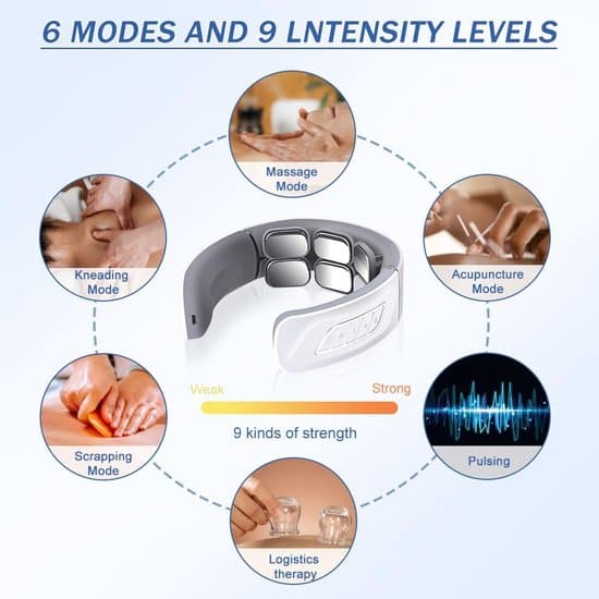 Hvid 6-hoveds smart nakkemassager med 42°C varmeterapi og 6 tilstande