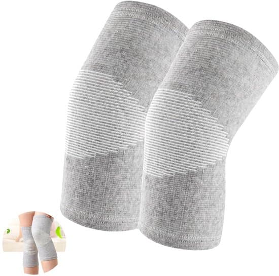 Knästöd för artros och sport -2-pack -Akupressurmassage -Kompression -Justerbar -Bambu -XL