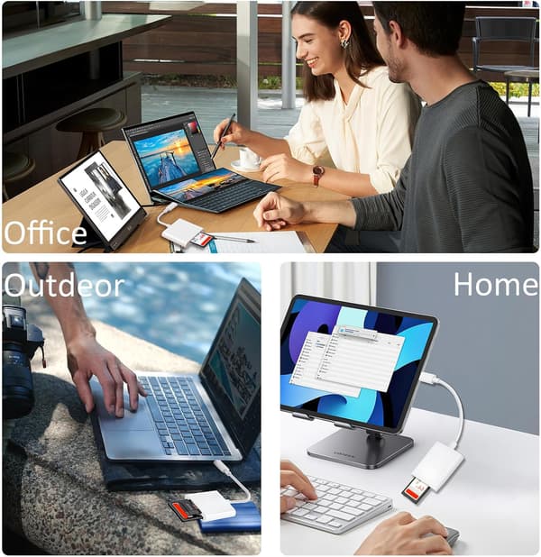USB-C kortläsare, kortläsare, stöder SD- och MicroSD-minneskortadaptrar för iPhone 15 16/iPad/MacBook/Mac, plug and play - 2 stycken