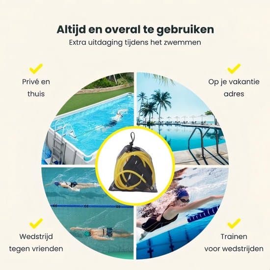 3-meter justerbar elastisk svømmetræner med modstandssnor (grøn)