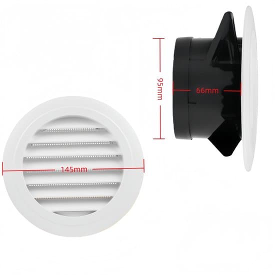 2-pak hvide ABS-ventilationsgitre med insektnet, 100 mm interface, 145 x 66 x 95 mm