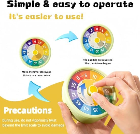 Køkkentimer - Timer - Timer - Børnevenlig visuel timer - Klasseværelse 60-minutters nedtællingstimer