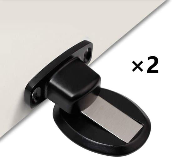 Magnetiska dörrstoppar i metall - med tillbehör - 2-pack - silver