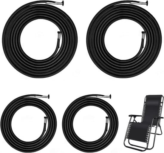 4-pack silvergrå universella elastiska ersättningsrep för fällbara vilstolar och solstolar