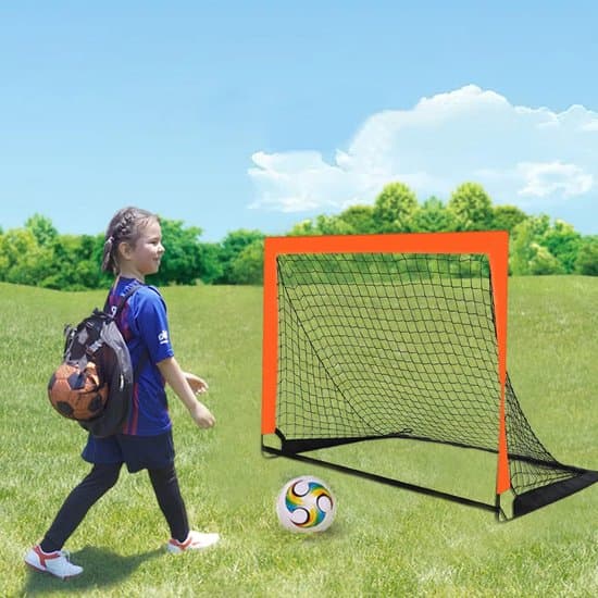 2 fodboldmål til børn - Sammenklappelige - 122 x 91 cm - Orange