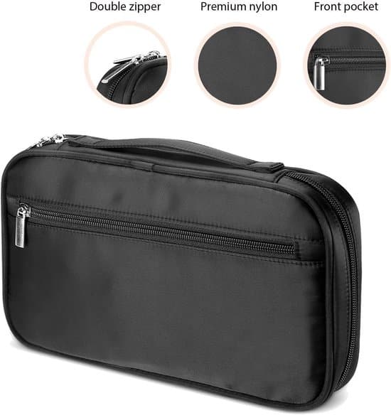 Makeupbørste-organizer, kosmetiktaske, makeuptaske, skønhedsetui med håndledsrem, sort, 27*17*4cm