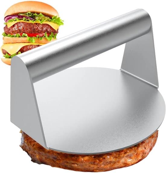 Hamburgerudstikker - Hamburgerbøfpresser - Hamburgerfremstilling - Rustfrit stål - 14,6 cm - Sølv