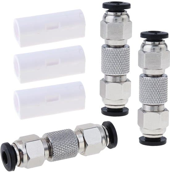 3D-printer reservedele - 3D-printer dyser - 3-delt rustfrit stål PTFE-rørforbindelse, egnet til forskellige 3D-printere, 4 mm filamentrøradapter