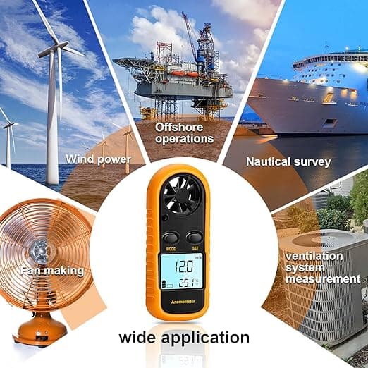 Håndholdt digital LCD-anemometer og vindhastighedstermometer til drageflyvning, fiskeri og surfing