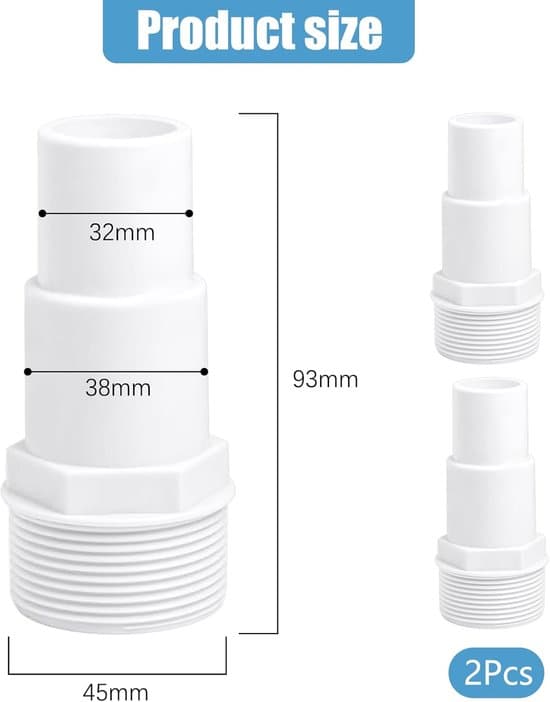 Slangeforbinder - Sæt med 2 stk., diameter 32/38mm til 1,5”