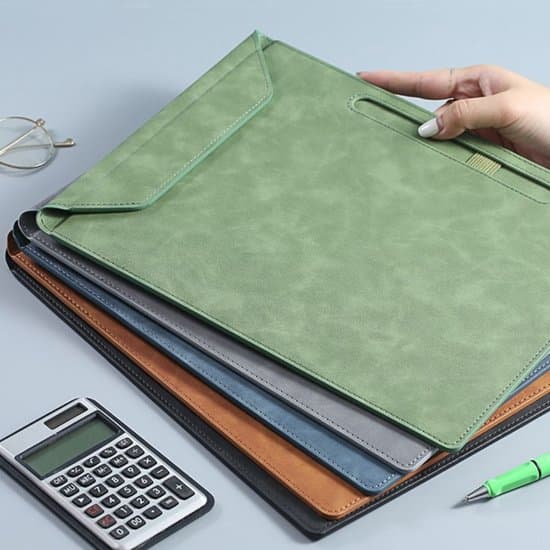 A4/A5 Læderlook Skriveplade Clipboard Mappe med Magnetlukning (Brun)