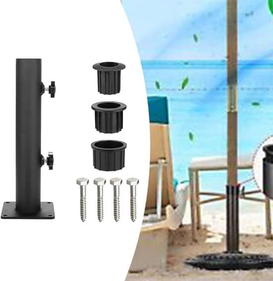 Solparaplyholder, Base, Klips, Stativ, Metal, Sort, 30 cm, Universal til gulvstående paraplyrammer