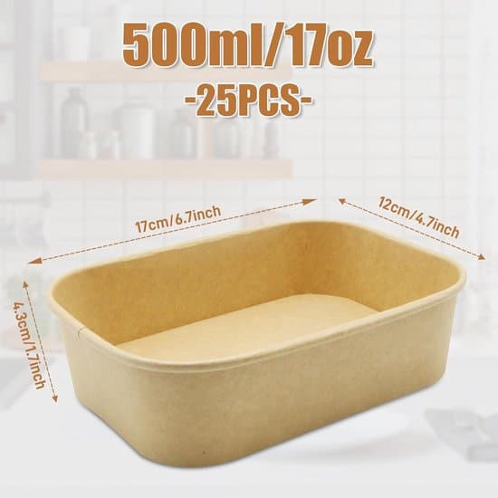 25 stycken Kraftpapper Take Away Box - 500 ml - Brun