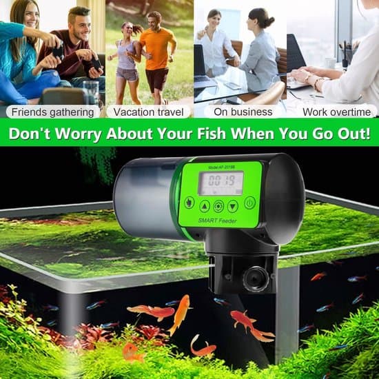 Automatisk foderautomat - Automatisk foderautomat - Fiskefoderautomat - 200 ml - Automatisk fiskefoderautomat - Fisk - Feriefodersystem - Automatisk fiskefoderautomat - Grøn