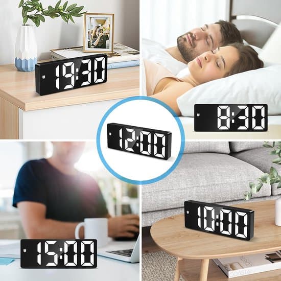 Digitalt vækkeur, stort LED-display, USB/batteri, stemmestyring