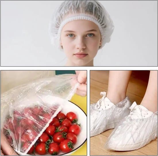 100-pack förtjockade vattentäta 39 cm plast elastiska engångsduschmössor