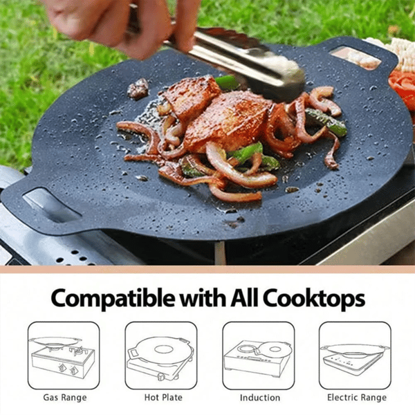 34 cm rund non-stick koreansk BBQ stegepande