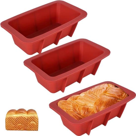 Silikone Mini Brød Bageforme - Non-stick - 3-pak - Rød - 12cm