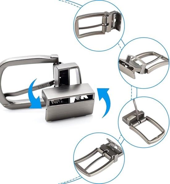 2-pak 360° roterende bælte-spænder i zinklegering - sølv/sort