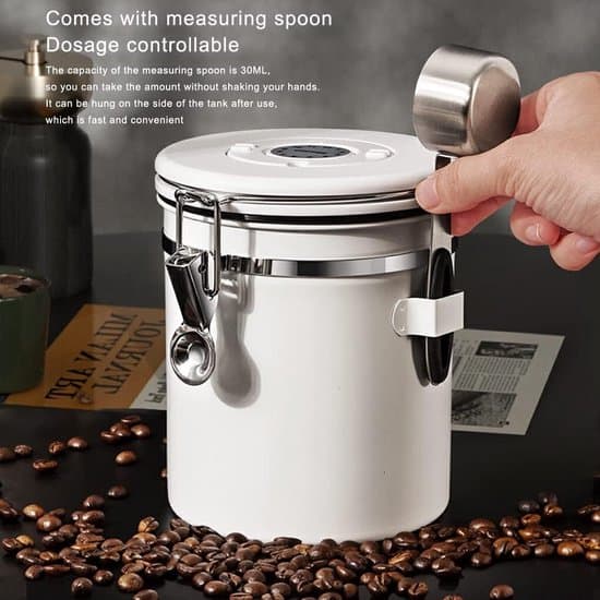 Kaffeopbevaringsbeholder - 1,2L (500g) - Med CO2-udluftning - Rustfrit stål