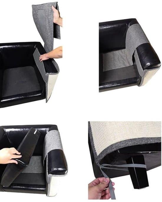 Sofa Anti-ridse Sisal Kattekradsemåtte med Velcro - Grå