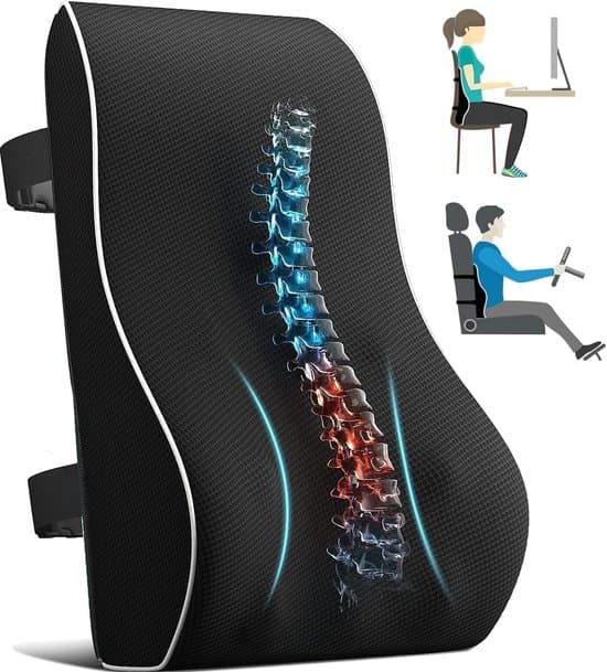 Ergonomisk lændestøttepude i memoryskum - Sort