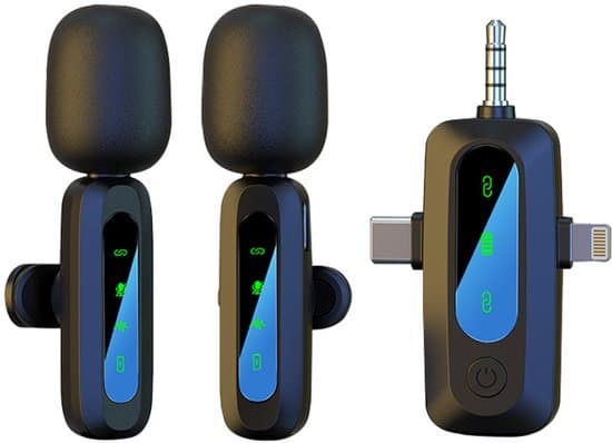 WARM BOX Trådlösa Lavalier-mikrofoner, 2-pack, plug&play