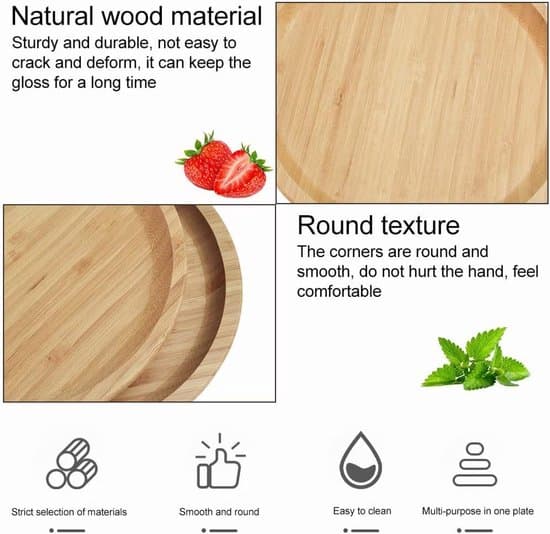 Runda blomkruksfat i bambu, 2-pack, 20 cm diameter