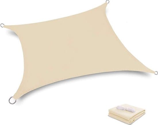 Skuggväv - Solsegel - 2x2 meter - Polyester - Fyrkantig - Benvit