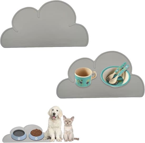 Silikone fodermåtte til hunde og katte - Skridsikker madbakke - 48 x 27 cm - Grå