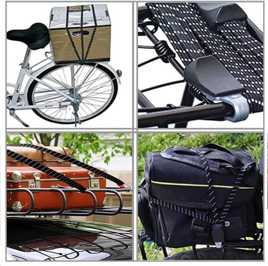 Universelle cykel-elastikstropper, 3-pak, bagagestropper med kroge, 60 cm, elastikstropper med kroge, teltstrammere, elastikstropper 3-delt sæt