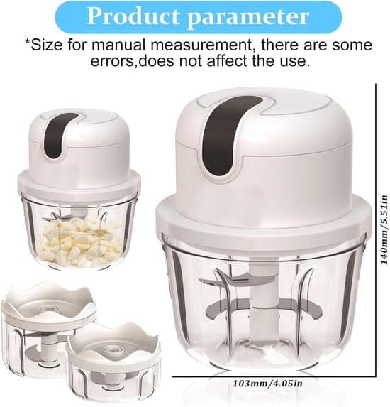 Elektrisk foodprocessor, USB genopladelig minihakker, 100-300ml
