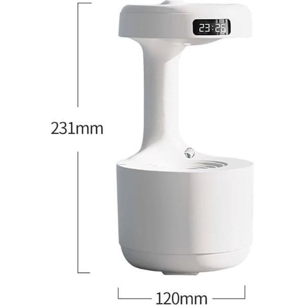 Anti-tyngdekraft luftdiffuser med LED-urdisplay - Ultralyd vanddråbe luftdiffuser - Aromadiffuser