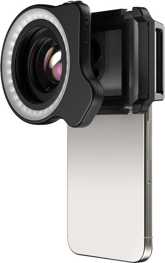 Makroobjektiv med klips - Med fyldlys, HD-makroobjektiv, Velegnet til iPhone og Android