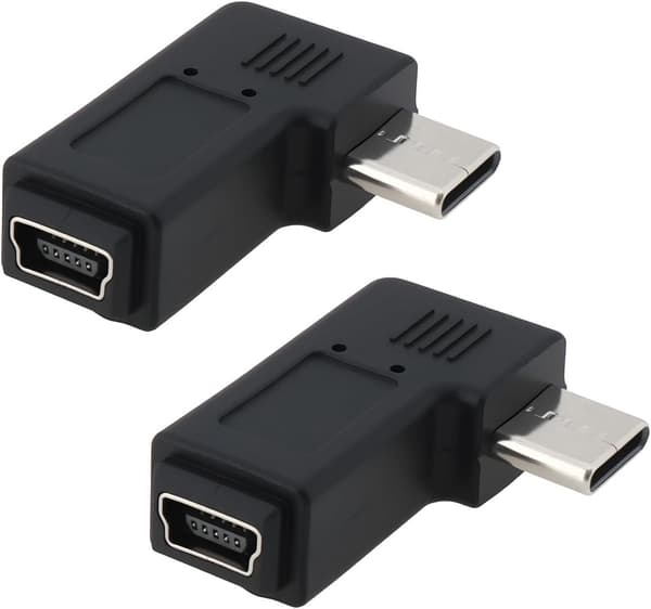 2-ports USB-C han til Mini USB hun adapterkonverter - sort