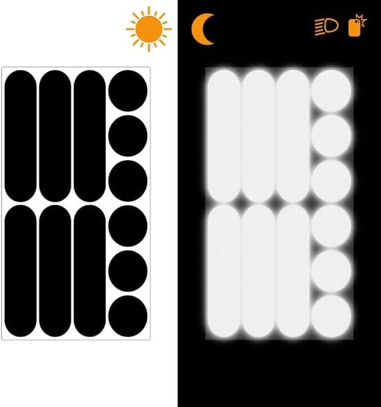 2-pack reflekterande runda och remsformade säkerhetsdekaler - svart