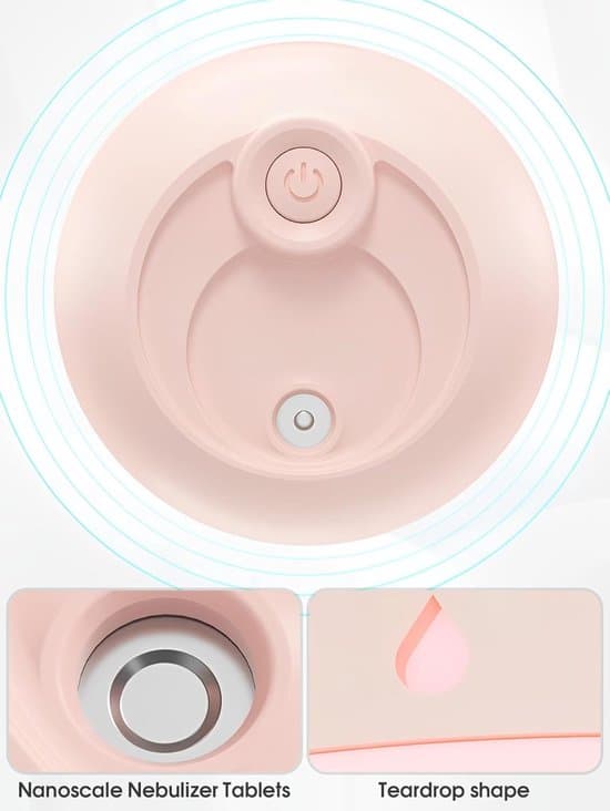 220 ml Mini Luftfuktare, USB, Sval Dimma, Skrivbordsaromdiffusor, Nattlampa, Rosa