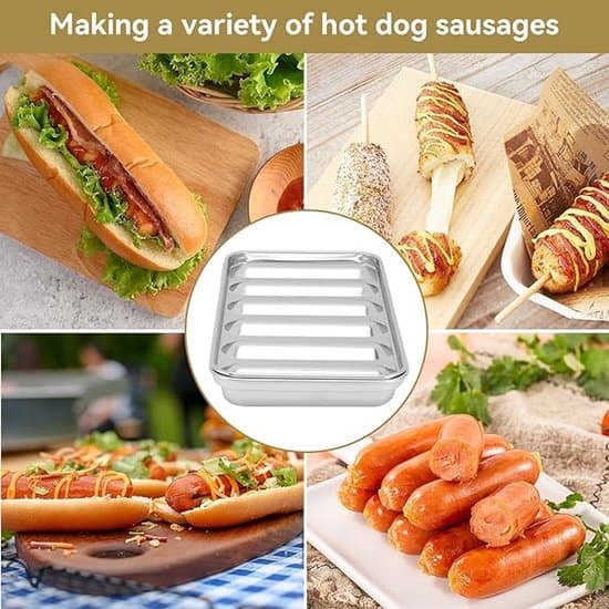 2-delt pølse- og hotdogform i rustfrit stål med låg
