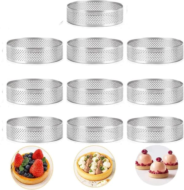 Runde kageringe - køkkenbageforme - 10 stk. - rustfrit stål - 10 cm