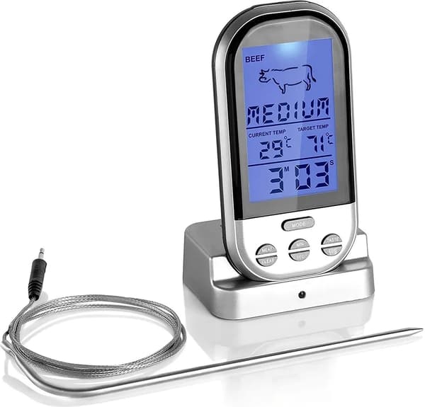 Digital trådlös grilltermometer, kötttermometer, grilltermometer, grilltermometer, temperaturområde 250°C