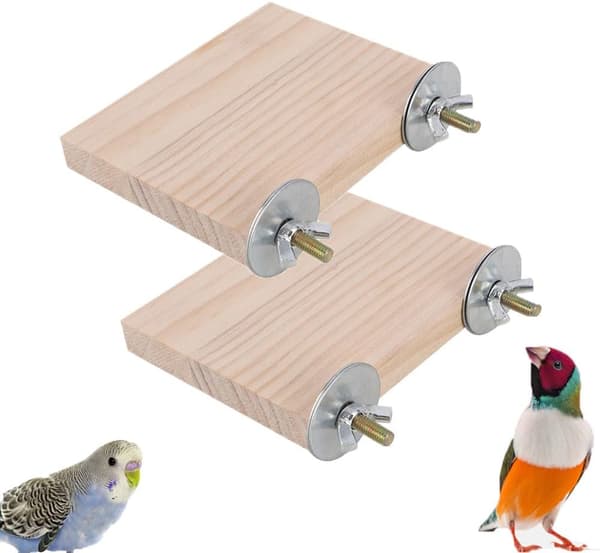 2-delt papegøjeplatform, hamster træstanderplatform, fugleabbor, papegøjeburabbor 10*8cm