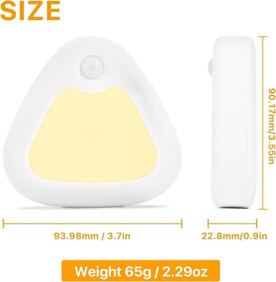 6-pack trådlösa magnetiska triangulära LED-skåpslampor med rörelsesensor (varmvit 3200K)