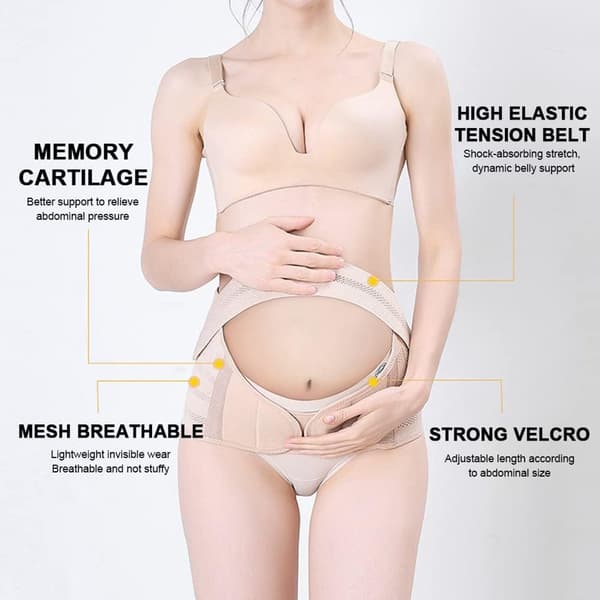 Maternity Abdominal Support Band, Justerbart Graviditetsbälte (Beige, XL).