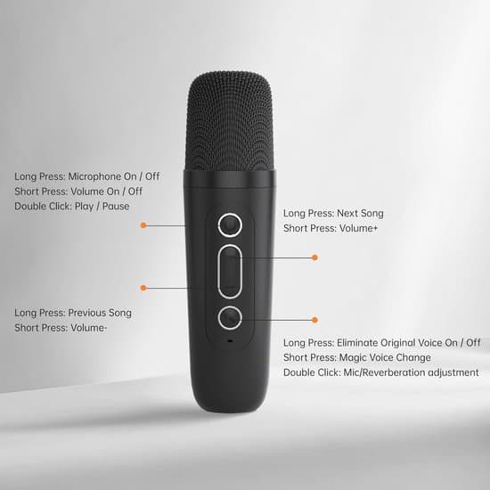 Karaokelaite 2 langattomalla mikrofonilla - Bluetooth - Musta