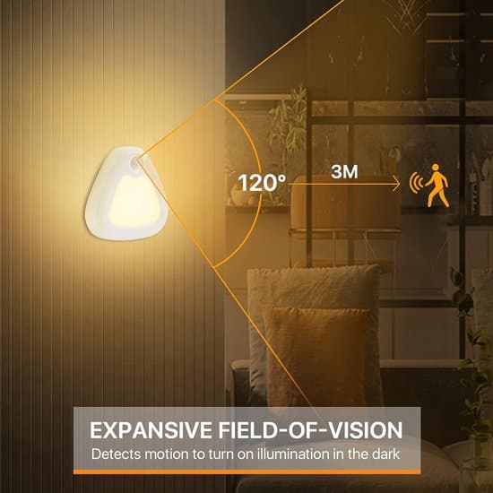 3-pack trådlösa magnetiska triangulära LED-skåpslampor med rörelsesensor (varmvit 3200K)