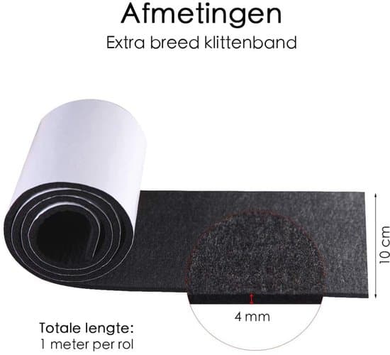 Velcro - Ekstra Bred - 1 Meter - 10 Centimeter Bred - Sort