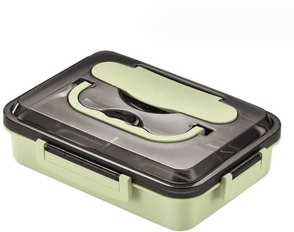 304 Rustfrit Stål Bento Boks - 5 Rum - Grøn 30*24 cm