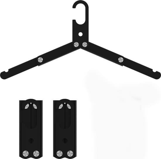 3 stk. foldbare bøjler - aluminium - til rejser/krydstogter/camping - sort