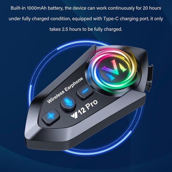 Motorcykelhjelm intercom-system, Bluetooth 5.4, 500-meters rækkevidde
