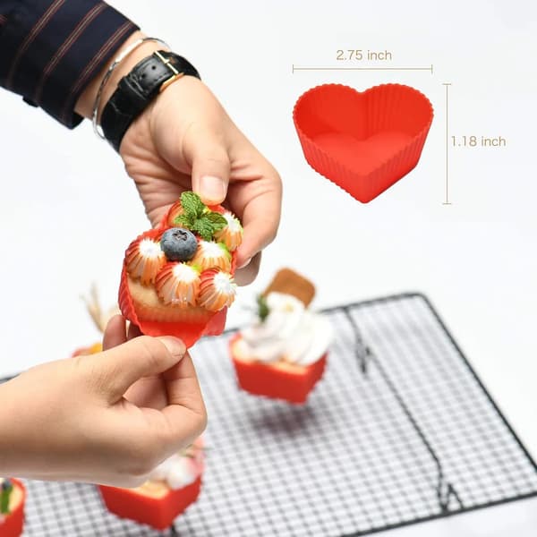 12-pak silikone muffinform med hjerteformede cupcakeforme